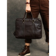 [Huixuan] 204th Street Retro Handmade Men's 50cm Horizontal Leather Laptop Bag Business Genuine Leat