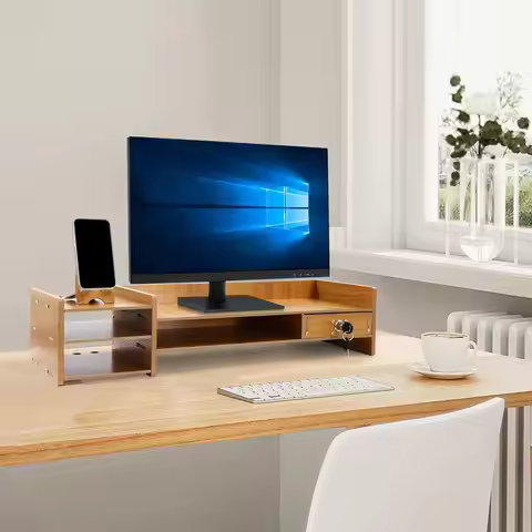 NEW Computer Monitor Stand with Drawer ﻿Durable Space Saving Monitor Stand Riser Multi-Purpose Deskt