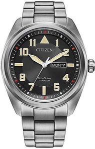 Men's Eco-Drive Citizen Weekender Garrison Field Watch Sa Titanium Super Titanium/Black Dial /Black