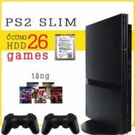 Máy game PlayStation 2 - 2 tay không dây / PS2 mỏng xài ổ cứng 75 game ps2 và ps1 và đĩa (tặng 3 đĩa