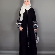 Abaya Turkey Hitam Gamis Gaun Jubah Dress Muslim Wanita Syari Jetblack