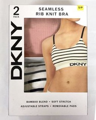DKNY Women's Seamless Bra Rib Knit 2 Pack Bralette in Pink/Nude/女裝無鋼圈內衣一盒兩色/全新現貨/正版正貨