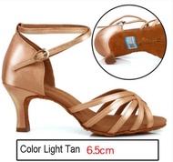 Women Latin Dance Shoes Satin Sandal Ladies Girls Salsa Tango Ballroom Dancing Shoes Soft Sole High Heels 5 cm/6 cm/7 cm/8 cm