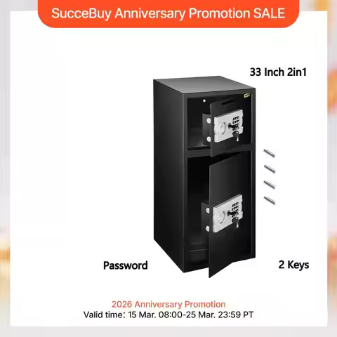 VEVOR 33" Double Door Safe Deposit Box Secret Hidden Piggy Bank Steel Separate Storage Space Electro