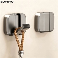 BUTUTU No Drill Wall Hook, Foldable Self-adhesive Hanging Rack, Premium Strong Load Bearing Alloy Hi