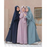 Gamis Wanita Syari Terbaru Polos Elbina Set S-Xl Set Hijab Dress