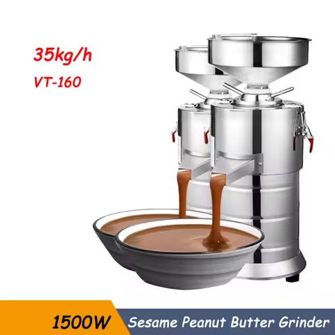 1500W 35kg/H Sesame Peanut Butter Machine Tahini Machine Multifunction Commercial Home Soy Almond Nu