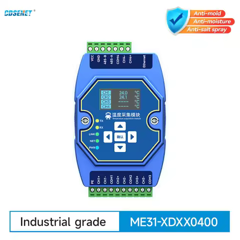 Temperature Acquisition 4 Way RS485 Ethernet CDSENET ME31-XDXX0400 PT100 RTD Modbus Gateway Watchdog