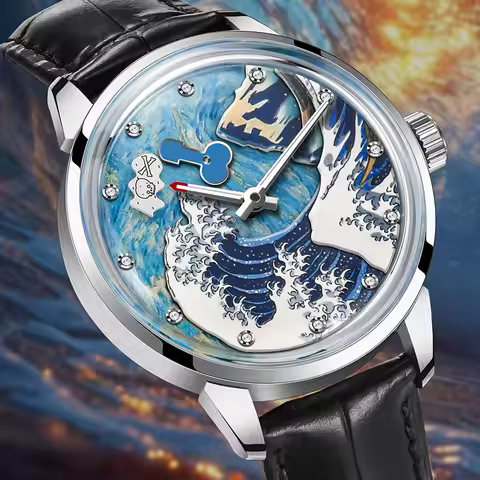 PINDU New Wave Fashion Mechanical Men's Watch Stainless Steel Mineral Glass Men's Watch Waterproof M