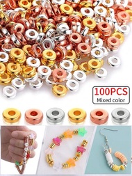 100 piezas/Set (color mezclado) cuentas espaciadoras sueltas de 6 mm de diámetro de forma plana y redonda CCB para hacer pulseras, collares, joyas y aretes DIY