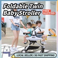 SG Stock Lightweight Twin Baby Stroller Foldable Twin Baby Stroller