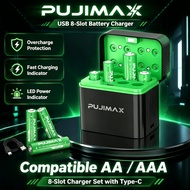 【⚡Ready Stock】8 Slots Li-ion battery charger 1.5V Smart LED Indicator AA AAA Rechargeable Battery Ch