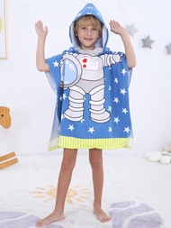 1片太空人浴巾,適用於幼童,兒童游泳池連帽毛巾,連帽浴巾斗篷,可用於洗澡/游泳池/海灘泳裝罩衣