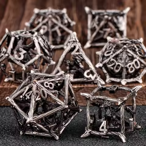 Hollow D&D Metal Dice,Dungeons and Dragons Dice Set,7 PCs Steampunk Polyhedral Dice Games Set for RP