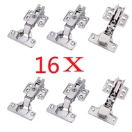 16 Pieces Cabinet Hinge Stainless Steel with Hydraulic Damper Buffer Soft Close Quiet Closing Cabinet Door Hinges Kitchen Cupboard Home Furniture Full-Overlay Type