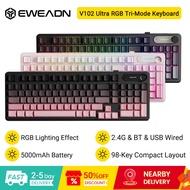 EWEADN V102 Ultra RGB Tri-Mode Wireless Keyboard 2.4G & Bluetooth & USB Wired 98 Keys Compact Layout