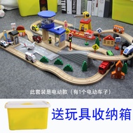 Children Wooden Train Track Set Game Table Compatible with Mitu Wooden Assembled Toy Car Track Car
