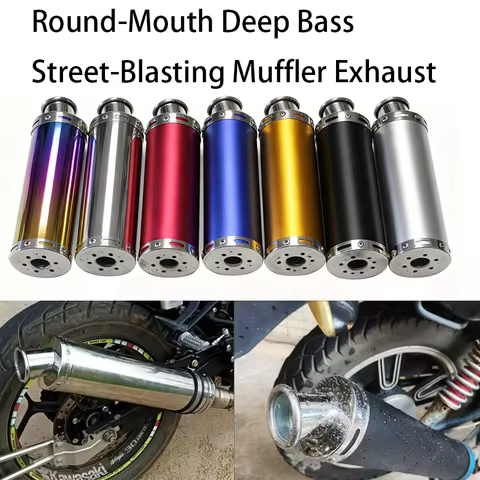 For 2stoke muffler 88X300mm Nine colors long Universal metal motorcycle racing exhaust pipe muffler 