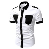 short sleeve Korean style men's shirts and shirts, extremely cool and stylish, luxurious - n87