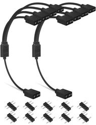UPHERE ARGBファン用電源ケーブル 4分岐ケーブル アドレサブルLED用5V3ピンARGBヘッダーコネクタ RGBファンやLEDテープ増設用 2本【53ARGB4-2】