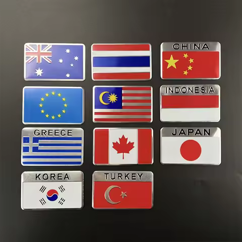 Aluminum Sticker National Flag USA Russia France Germany Italy UK Spain UAE Australia Korea Canada M