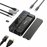 ACASIS 10-in-1 Hub USB C Hard Drive M.2 SSD Enclosure  USB-C Gen2 10Gbps PCIe SSD Case M2 SATA NVME NGFF 5Gbps SSD Enclosure with 4K HDMI SD/TF Reader Compatible for Windows/MacBook Pro/iPad Pro (CM073）