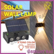 [3 TONE] IP65 Wall Lamp Outdoor Lighting Garden Outdoor Lampu Solar Outdoor Waterproof Lampu Solar Taman Solar Light