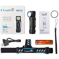 Trustfire MC18 強光手電筒 頭燈 1200 LUMENS 18650 充電電池 USB充電 彎角電筒 頭燈 行山 露營