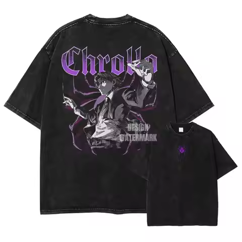 Anime H-Hunter X H-Hunter T Shirt Oversized Vintage Washed Chrollo Lucilfer T-shirts Manga Kurapika 