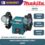 Makita Bench Grinder, Wheel Diameter 150mm (6″), 250W, 2850rpm, 9kg GB602