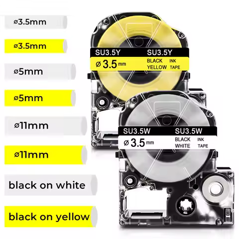 3.5/5/11mm Compatible Epson Heat Shrink Tube SU3W SU5S SU11S SU3Y SU5Y SU11Y for Epson Labelworks LW
