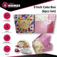 6pcs Set Square Cake Box 9 Inch / Dessert Box 24cm / Paper Cardboard Box / Kotak Kek (BlushBox / Pri