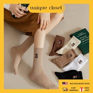 Unique Closet 1 Pair Cute Bear Sock Women Crew Socks Stockin Women Stoking Men Stokin Muslimah 襪子襪子