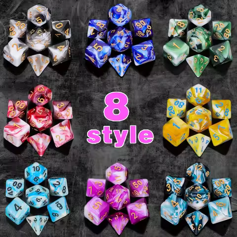 DND Dice Set -7pc Mix-Colors Polyhedral Dice for D&D RPG MTG Role Playing Table Party Games & DM & D