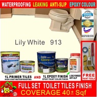 913 LILY WHITE / / FULL SET Epoxy Floor Coating ( FREE Tool Set ) ( 1L PRIMER WATERPROOF+1L EPOXY PAINT+0.5 KG ANTI-SLIP