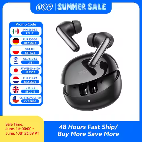 QCY MeloBuds N60 HT19 Wireless Bluetooth 6.0 Earphones 56dB Hybrid ANC LDAC Hi-Res Audio with Coaxia
