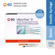BD Ultra Fine II Insulin Syringe 8mm x 31G (Box of 100's)