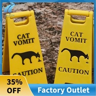Fashion Funny Cat Vomit Sign Bright Yellow Gift Warning Sign Cat Vomit Sign for Cat Lover