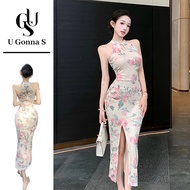 U Gonna S Long Dress Women Cheongsam Modern Plus Size Sleeveless Sexy Chinese Collar Fashion Elegant