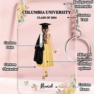1pc Custom Graduation Keychain With Your Name, Custom Bachelor Gown Character Keychain, Personalized