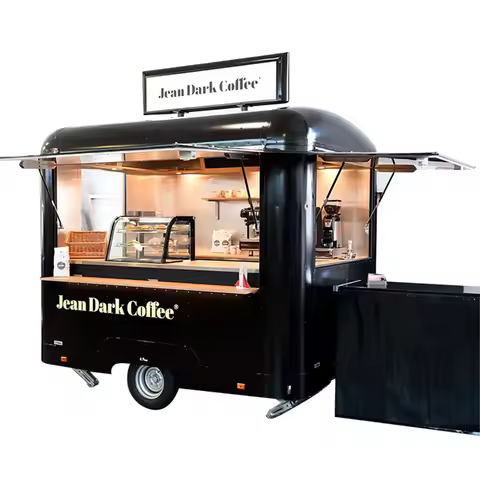 3M Black Color Fast Food Trailer Coffee Mobile Catering Food Vending Cart Trailer Scooter Pizza Ice 