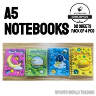 Spiral Notebooks 80 Sheets Binder Aesthetic ( PACK OF 4 PCS )
