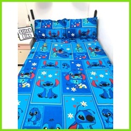 STITCH BLUE Fully Gartered Bedsheet with 2 Pillowcase 100% Premium Canadian Cotton