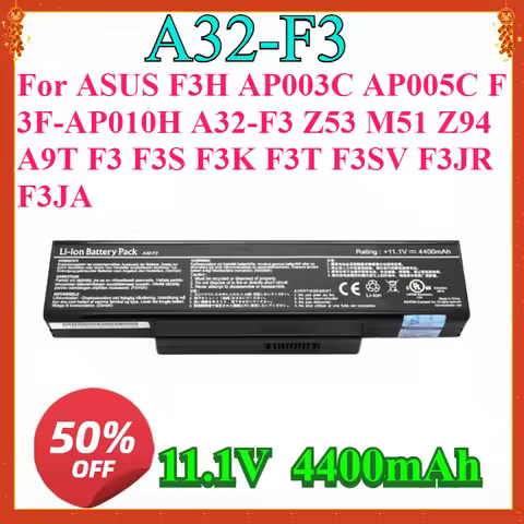 11.1V 4400mAh New Laptop Battery for ASUS F3H AP003C AP005C F3F-AP010H A32-F3 Z53 M51 Z94 A9T F3 F3S