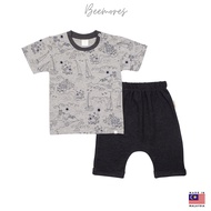 2-piece grey printed top & monkey pants