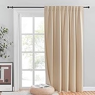 NICETOWN Sliding Door Blinds Window Treatment, Energy Smart Room Darkening Patio Door Curtain Panel, Privacy Thermal Drape for Department Bay Window (Biscotti Beige, W80 x L84, Sold Individually)