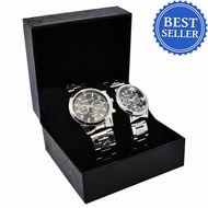 Michael Kors 2 Chrono Black Dial Stainless Steel Watch Couple(Silver)