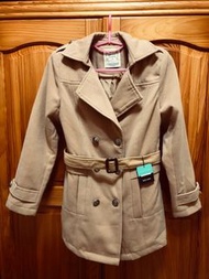[服飾買五送一］轉賣EYESCREAM 大衣 附腰帶 排釦 學院 口袋 外套 卡其色