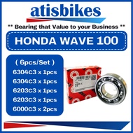 FAG HONDA WAVE 110 ( 6pcs/Set-C3 ) 100% ORIGINAL Motorcycle Engine Bearings 6001C3 6201C3 6203C3 630