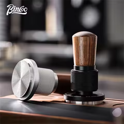 Bincoo 51mm/58mm Espresso Tamper,30lb Consistent Pressure Coffee Tamper with Stainless Steel Ripple 